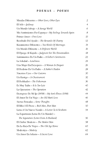 Un Ramo De Poemas - A Bouquet of Poems Table of Contents